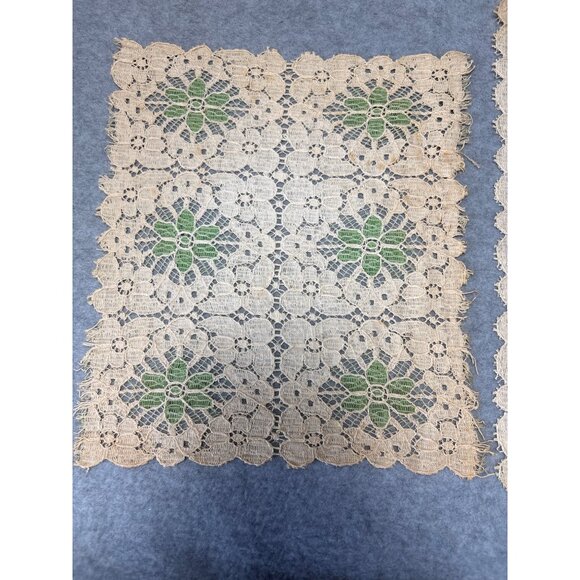 Vintage Handmade Crochet Lace Doilies Green Floral Accents Set 3 Table Decor 11" - Picture 2 of 9